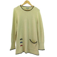 Habitat Womens Oversized Sweater Tunic Beige Pocket Lagenlook Cotton Sz Large