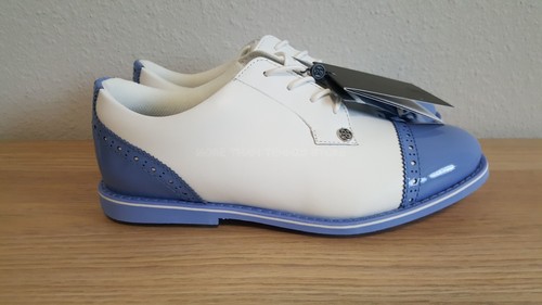 G/FORE Women's Cap Toe Gallivanter Golf Shoes  Snow/Vista Blue G4LS22EF04 - Picture 3 of 12