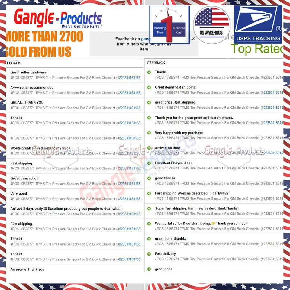 Sensores de presión de neumáticos TPMS 13598771 4 piezas para sensor TPMS Buick Chevrolet GM Foto 2 de 4