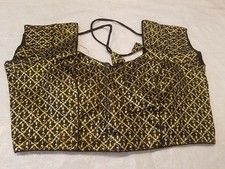 New Readymade Chanderi Silk Saree Blouse Gold Size 34/36