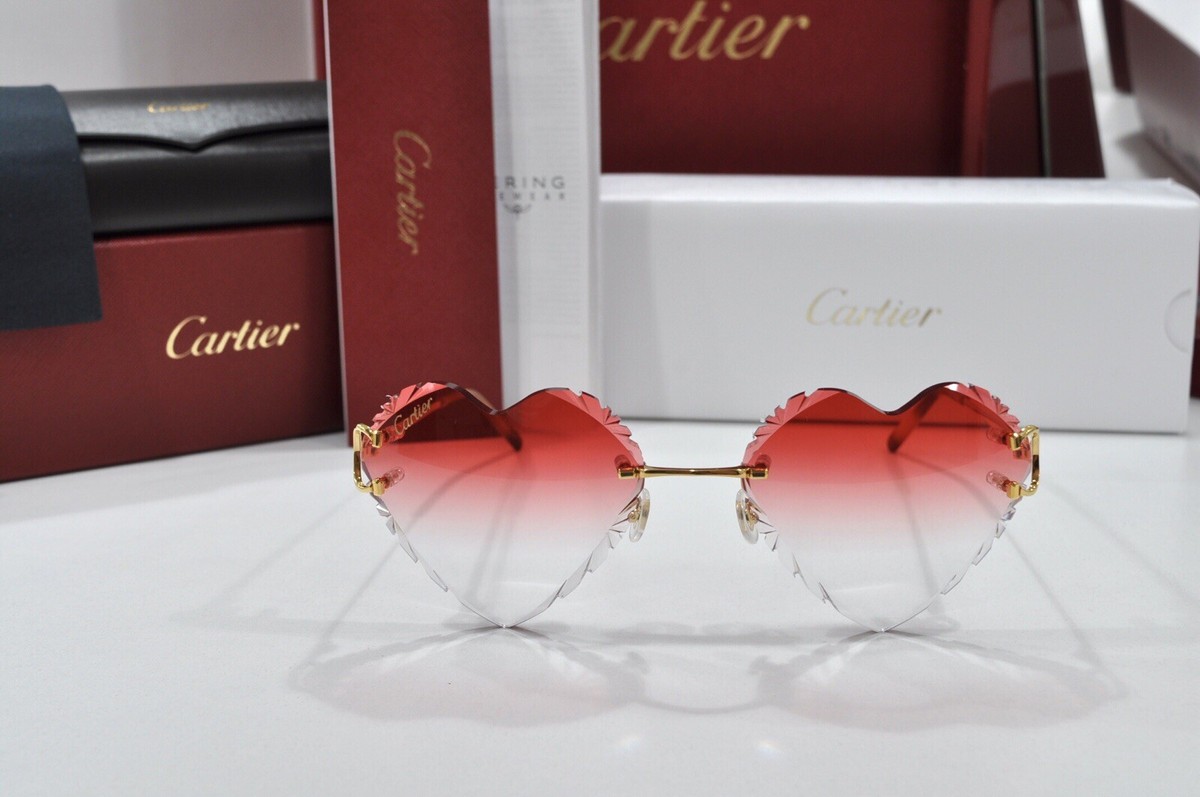 Cartier Big C Gold Wires Rimless Pink Heart Shaped Lenses Glasses Sunglasses Custom @cartier with gradient pink heart-shaped lenses ? main image 2