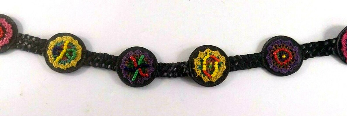 Chico\'s suede leather / embroidered belt Small wide southwestern boho chunky Chico main image 2