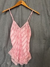 Vintage 80s Pink Silk Lace Babydoll SHIRLEY of HOLLYWOOD USA small S