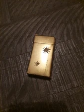 Scripto Vintage Retro Atomic Starburst 22k Gold Clad Butane Flip-Top Lighter USA