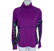 Athleta Mock Neck Long Sleeve Purple Floral Trestle Rashguard SizeM