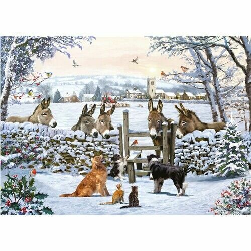 Otter House Donkey Encounter 1000 piece christmas jigsaw puzzle