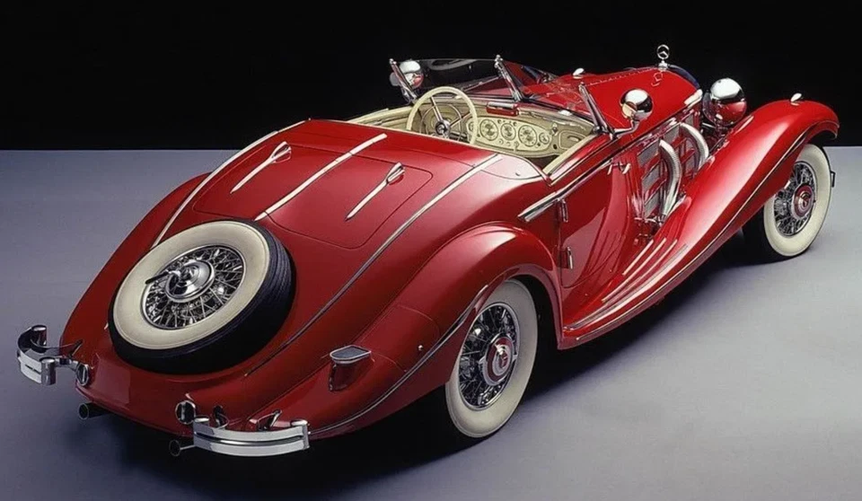 Llantas Mercedes-Benz años 30 con motor/radios de 8 cilindros MODELO DE CARROCERÍA METÁLICA ESCALA 1:18 Foto 3 de 4