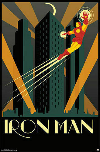 IRON MAN - ART DECO STYLE POSTER 24x36 - MARVEL COMICS AVENGERS 3020 - Picture 1 of 1