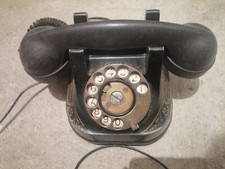 Antico Telefono a disco epoca bachelite nero 
