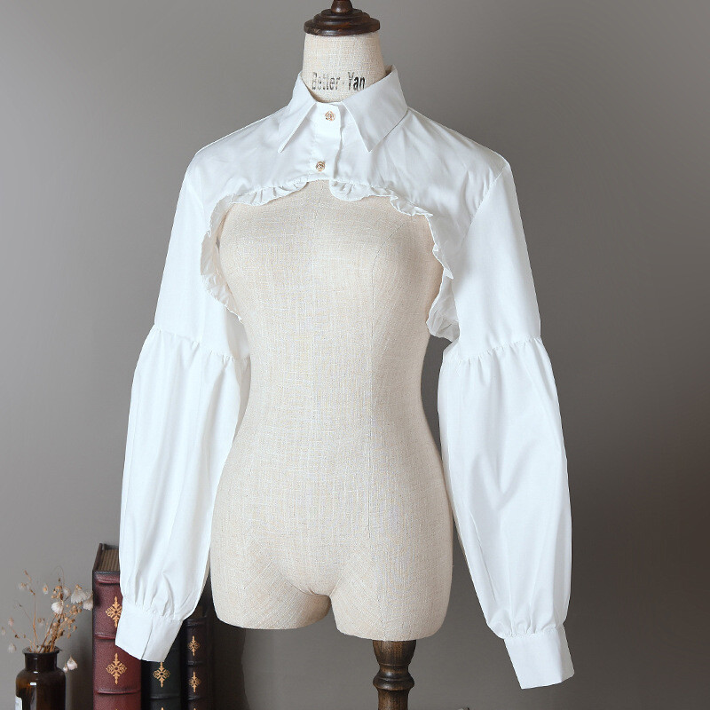 Lady Lolita Ruffle Shrug False Collar Puff Sleeve Bolero Capelet