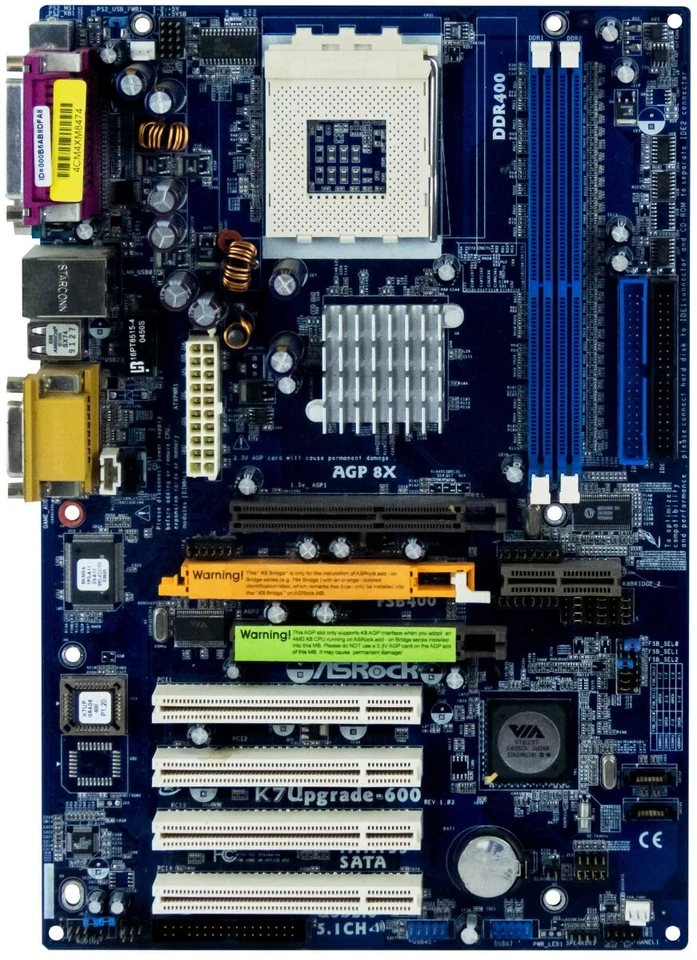 ASRock K7UPGRADE-600 Socket 2X 462 DDR 4X PCI AGP ATX Mainboard - Image 2 of 2