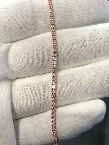 14k Rose Gold Natural Diamonds 2.28ct Classic Design Tennis Bracelet 7"L Gift - 第 1/12 張圖片