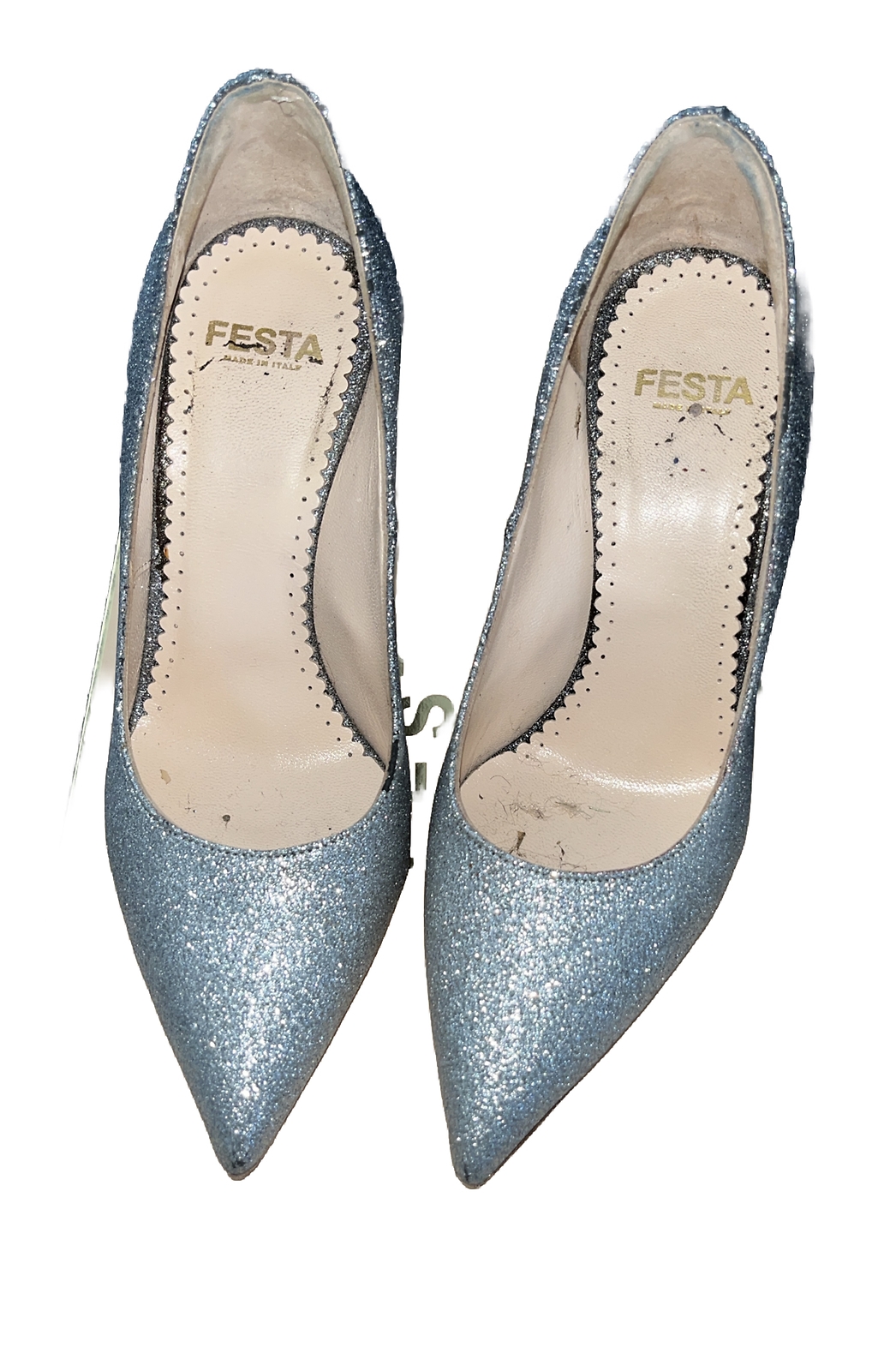 FESTA designer Silver Sparkle Pumps Size 35 MSRP $185 Excellent Comes With Box