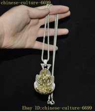 2.2" Tibet silver Gilt warrior hold katana Fudo Acalanatha Buddha Statue pendant