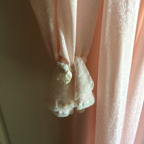 Vintage Christian Dior Pink Satin Lace Lingerie Robe Petite 1980s Rosettes - Picture 4 of 8