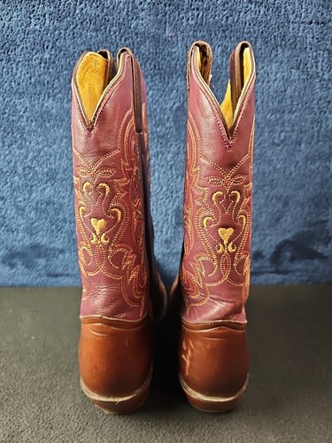 Tony Lama Maroon Brown Purple Western Cowboy Boots Style 5828l Womens 8B VGC - Picture 6 of 17