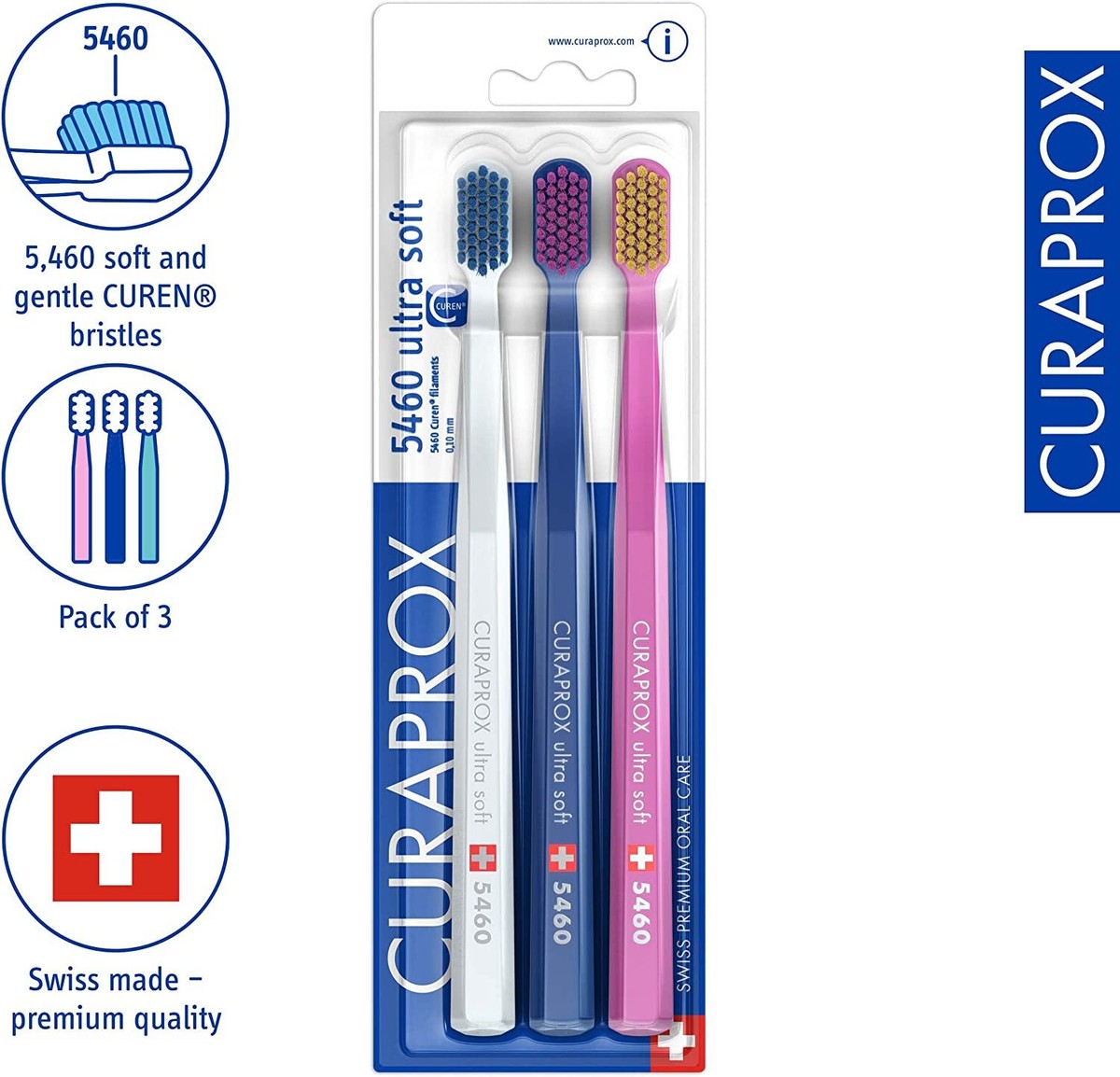 Curaprox Toothbrush Set CS 5460 Pack of 3 Ultra Soft Manual