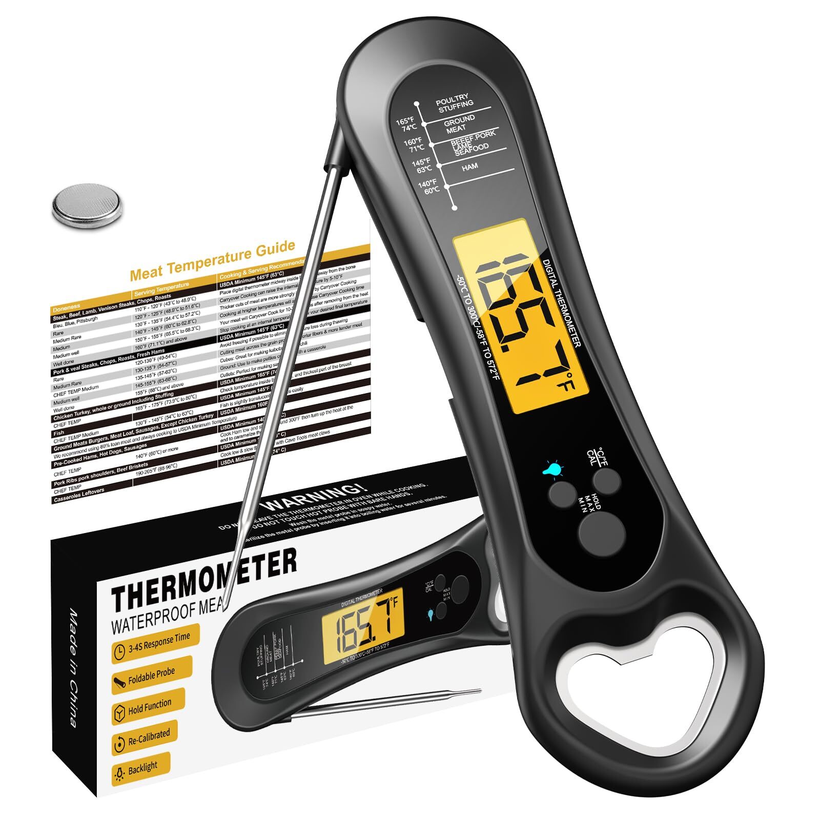 Meat Thermometer Digital, Instant Read Meat Thermometer for Grill and Cooking...-image