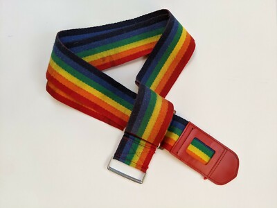 Vtg Rainbow Luggage Strap Webbing Belt Adjustable Peter's Bag Cor to 72'' ID Slot