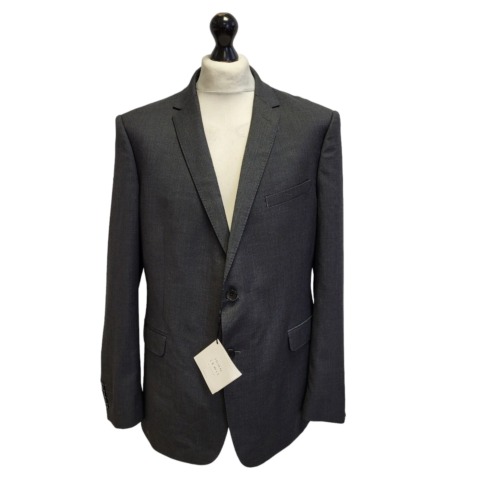 John Lewis Suit Jacket Wool Charcoal UK Men's S EU 46 Bnwt E866