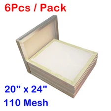 6Pcs 20"x24" Aluminum Frames Silk Screen Printing 110 White Mesh Pre-stretched