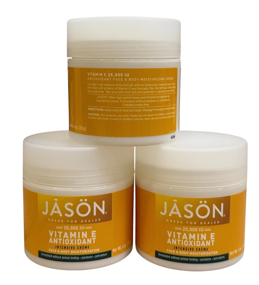 Crema intensiva antioxidante Jason Vitamina E 4 oz crema hidratante vegana (paquete de 3) Foto 3 de 4