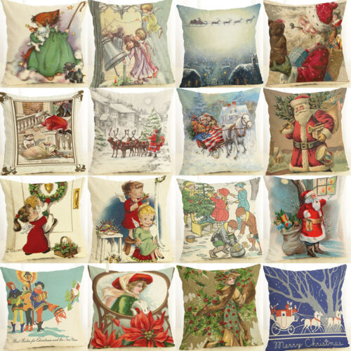A, 18 x 18 inches Merry Christmas Pillow Cases Cotton Linen Sofa Cushion Cover Home Decor Kindle Store 