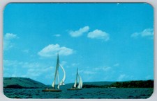 Close Competition of Sail Boat Race On Lake Keuka Lade of the Finger Postcard