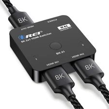 OREI 2x1 HDMI Switcher W/ Audio Out: 2-In 1-Out, UltraHD 8K, EDID (BK-21)