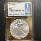 2021 Silver Eagle $1 Heraldic Eagle T-1  First Releases NGC MS70 Signed Mercanti