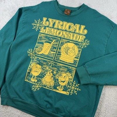 Lyrical Lemonade Sweatshirt Mens XL Teal Green Fleece Winter Crewneck Pullover