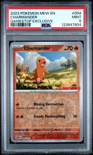 2023 POKEMON MEW EN-151 GAMESTOP EXCLUSIVE #004 CHARMANDER PSA 9