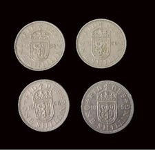 4 Queen Elizabeth Shillings 1958,1960,1965.1966 {World Cup Year]