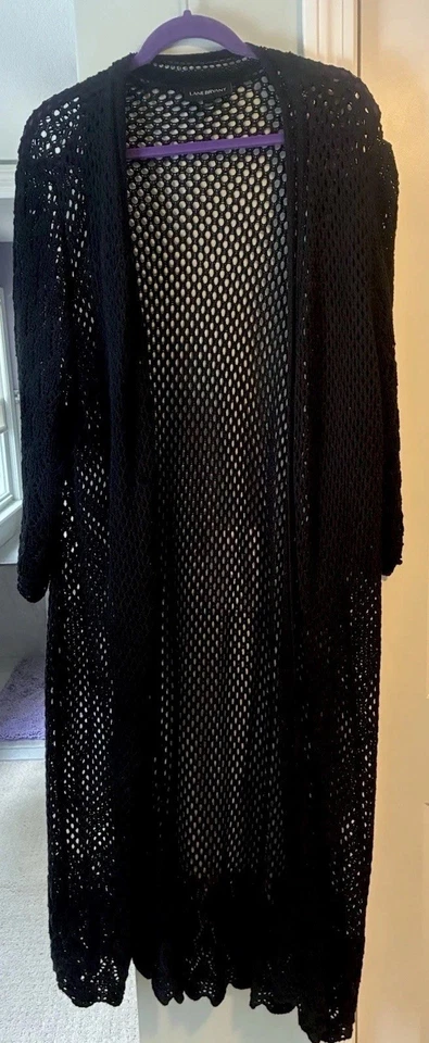 SUÉTER PLUMERO GANCHILLO NEGRO LARGO LANE BRYANT TALLA GRANDE 22/24 BONITO PATRÓN  Foto 2 de 4