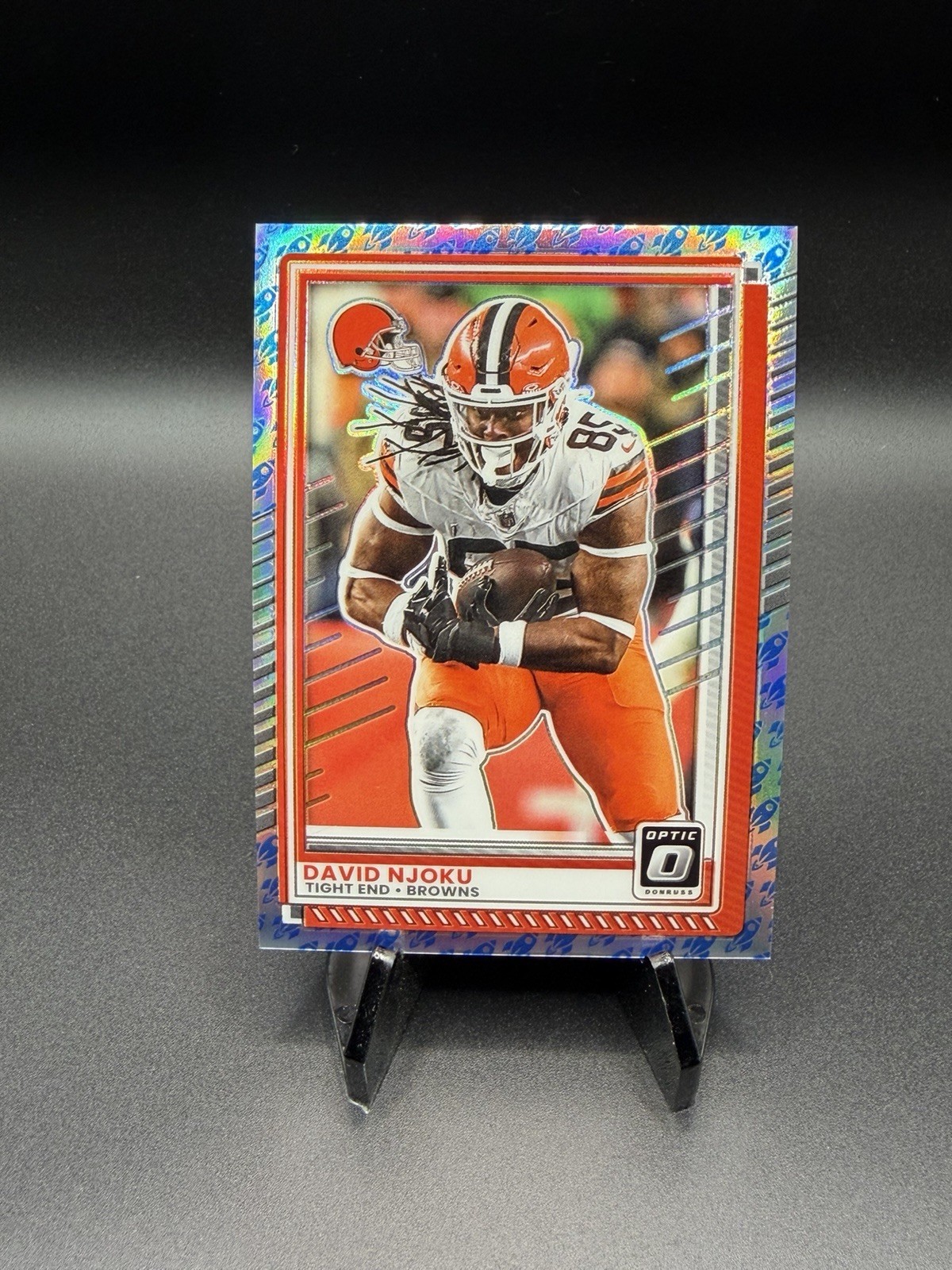 2025 Donruss Optic David Njoku #76 Rocket Emoji Holo Prizm SP