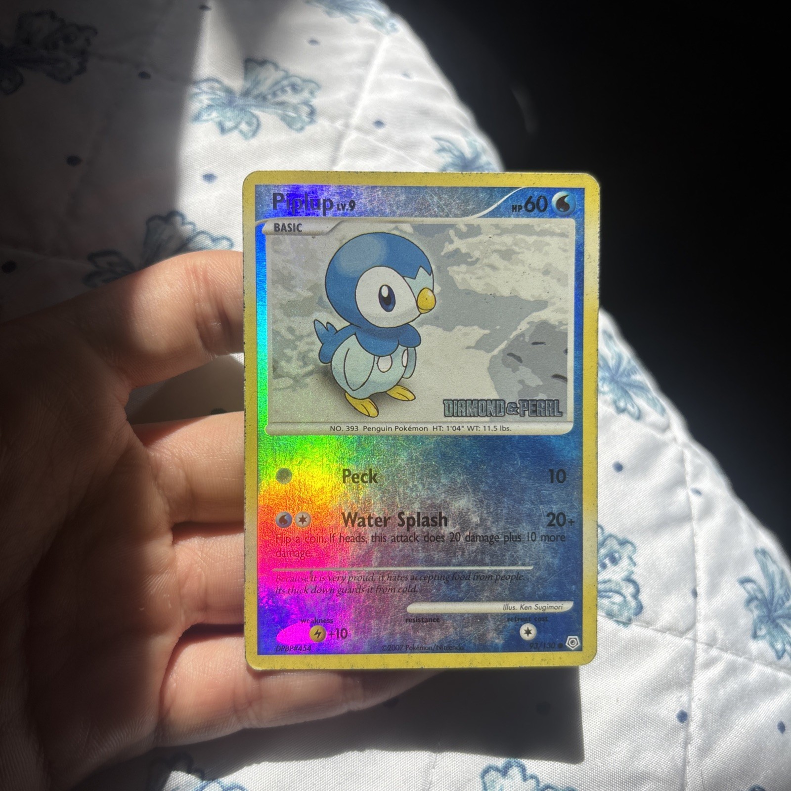 LP Stamped Piplup Reverse Holo Diamond and Pearl 93/130 Pokémon Card 2007 Rare