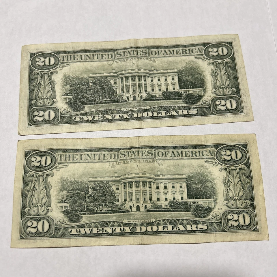 $20 Dollar Bills Lot of 2 1981, 1988 Old design small face Circulated Free Ship - Image 4 of 4
