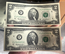 JEFFERSON 2 DOLLARI 2003 STATI UNITI NUMERI SERIE CONSECUTIVI FIOR DI STAMPA UNC