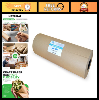 Large Brown Kraft Paper Roll 24''x1200' - Unbleached, Eco-Friendly Packaging & Gi