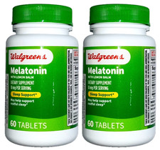 Walgreens Melatonin 10mg Sleep Support W/Lemon Balm 60 CT- Pack of 2 120 Tablets