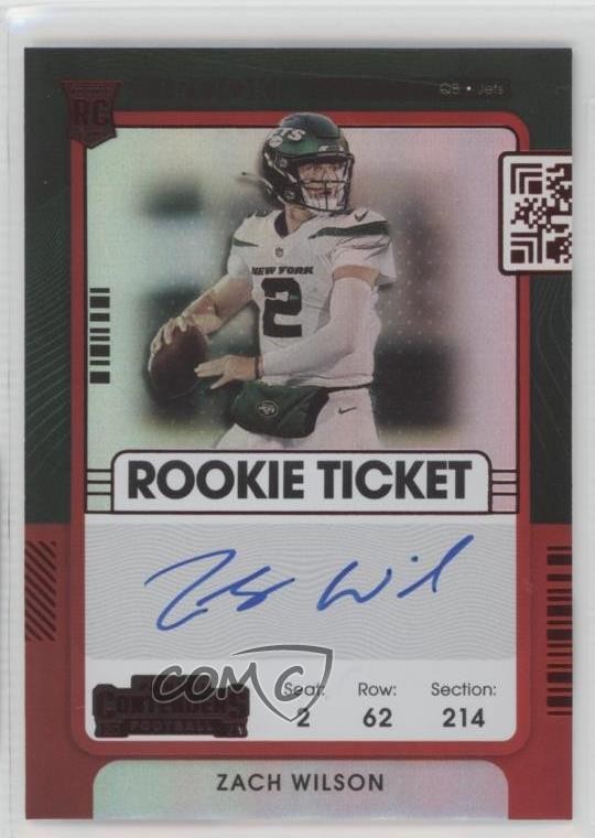 Zach Wilson Panini Contenders #102 Variation Autograph Red Zone