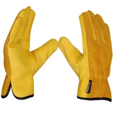Leather Working Gloves Work Gardening Gloves Thorn Proof Garden Heavy Duty Ut...