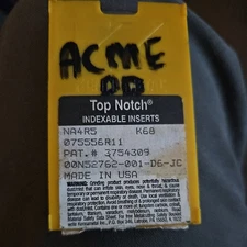 KENNAMETAL NA4R5 K68 TOP-NOTCH ACME THREADING CARBIDE INSERTS (10 Pieces)