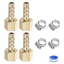 4-Pack Brass Hose Barb Fittings, 6mm x G1/8 Female Adapter Hose Connector