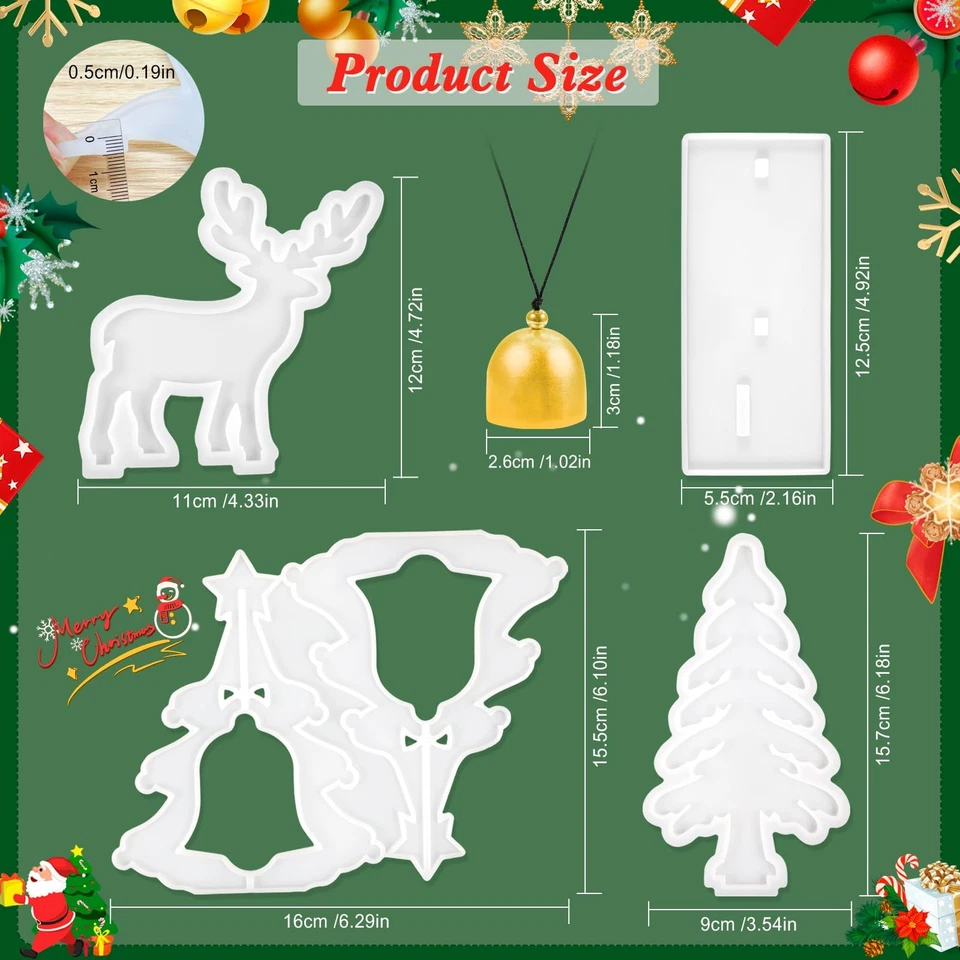 Stampi Resina Natale Stampi in Silicone Per Resina Epossidica per Albero di - Immagine 2 di 4