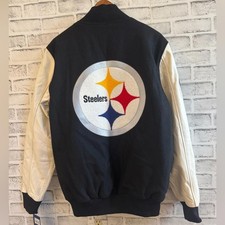 NWT NFL Pittsburgh Steelers Starter varsity bomber jacket black  white Small