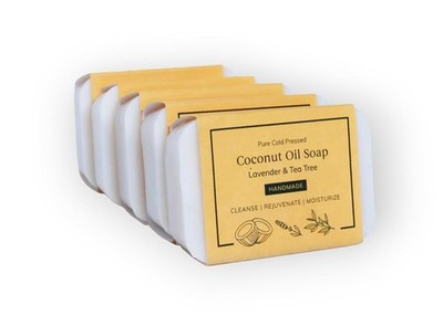 Kaprica Natural Handcrafted Pure Cold Pressed Coconut Oil Soap 60gm * pack 5