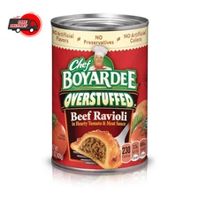 (12 Pack) Chef Boyardee OVERSTUFFED Beef Ravioli in Tomato Meat Sauce, 15 Ounce