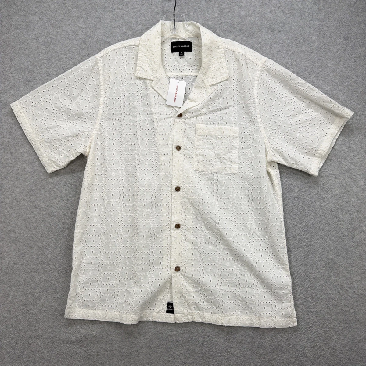 Camicia Uomo Lucky Brand In Maglia Indaco, Button Down, Maniche Lunghe, Tasca Sul Petto - 5