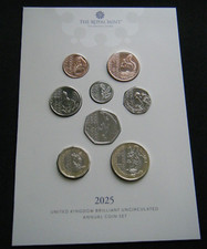 2025 Royal Mint Definitive BU 8 Coin Set From 1p to £2 - Brilliant Uncirculated